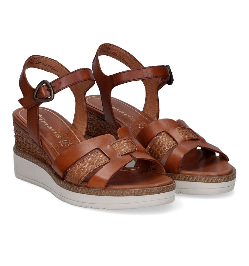 Tamaris Cognac Sandalen in leer (307598)