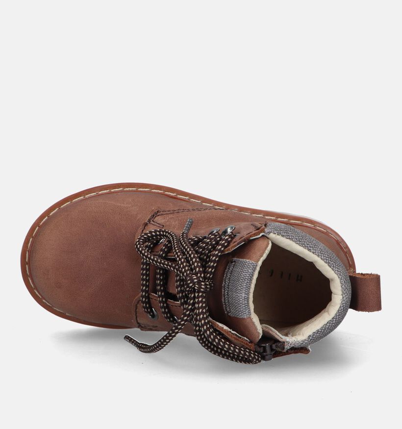 Milo & Mila Bottines robustes en Cognac pour filles, garçons (332064)