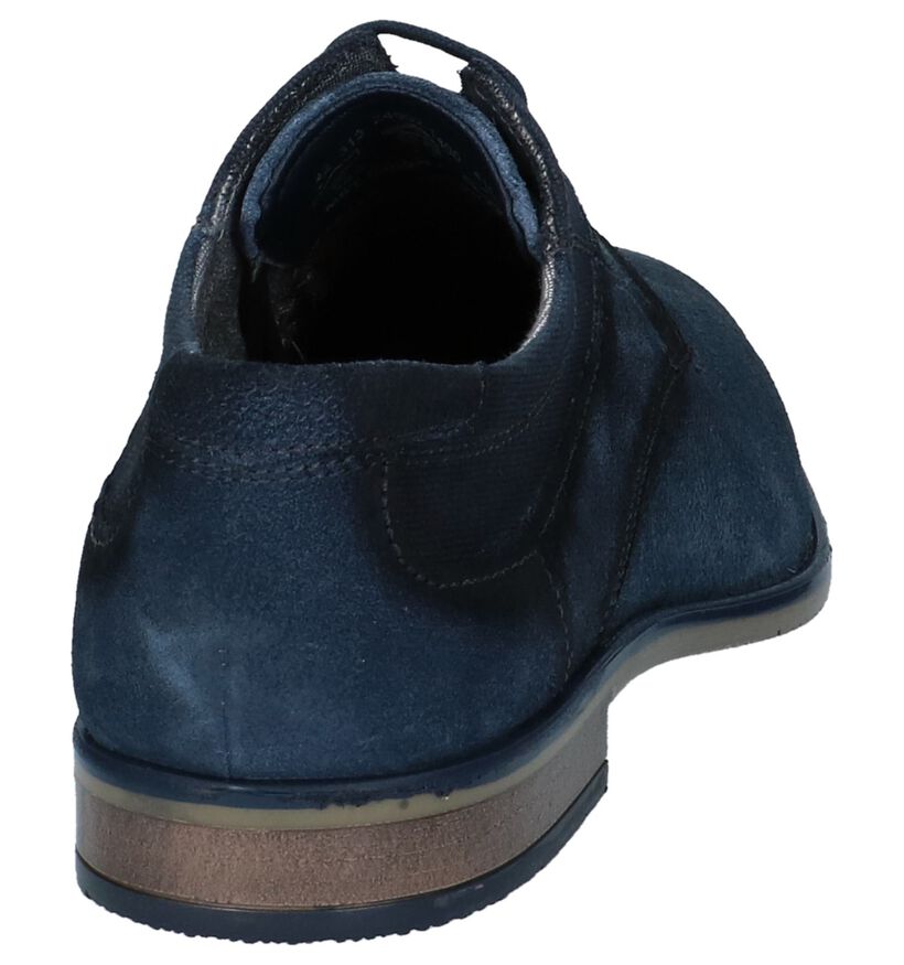 Bugatti Blauwe Geklede Veterschoenen in nubuck (221556)