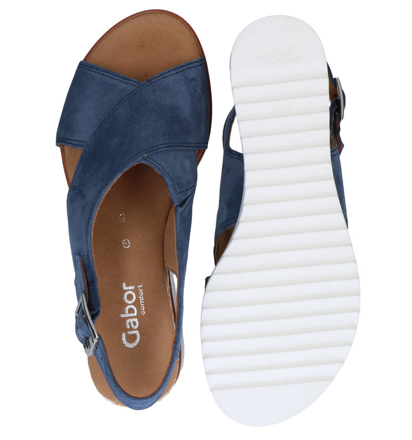 Comfort Sandales compensées en Bleu en daim (287807)