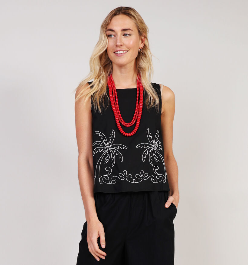 JDY Eliza Embroidery Débardeur en Noir pour femmes (365282)