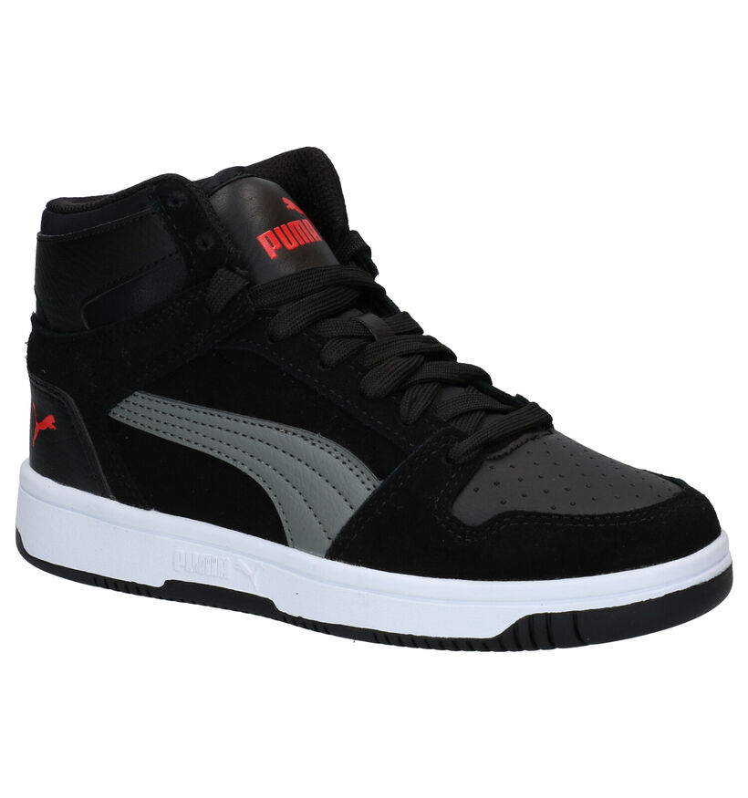 Puma Rebound Layup Zwarte Sneakers in leer (283055)