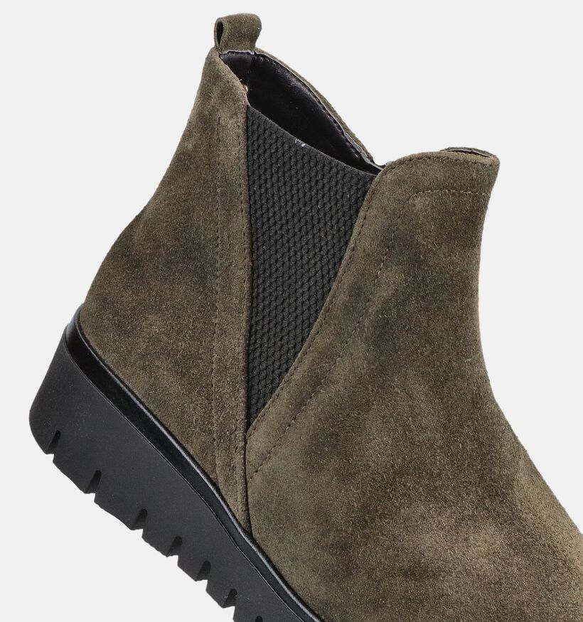 Gabor Comfort Bottines motardes en Vert kaki pour femmes (380055)