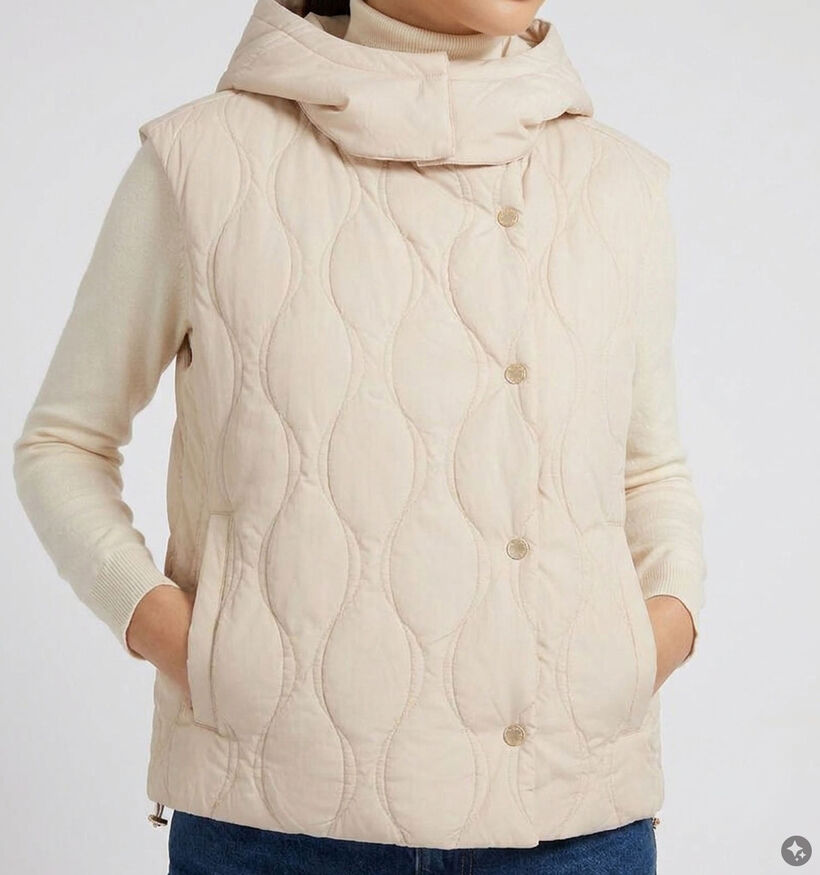 Guess Beige Gewatteerd Bodywarmer met Kap voor dames (375886)