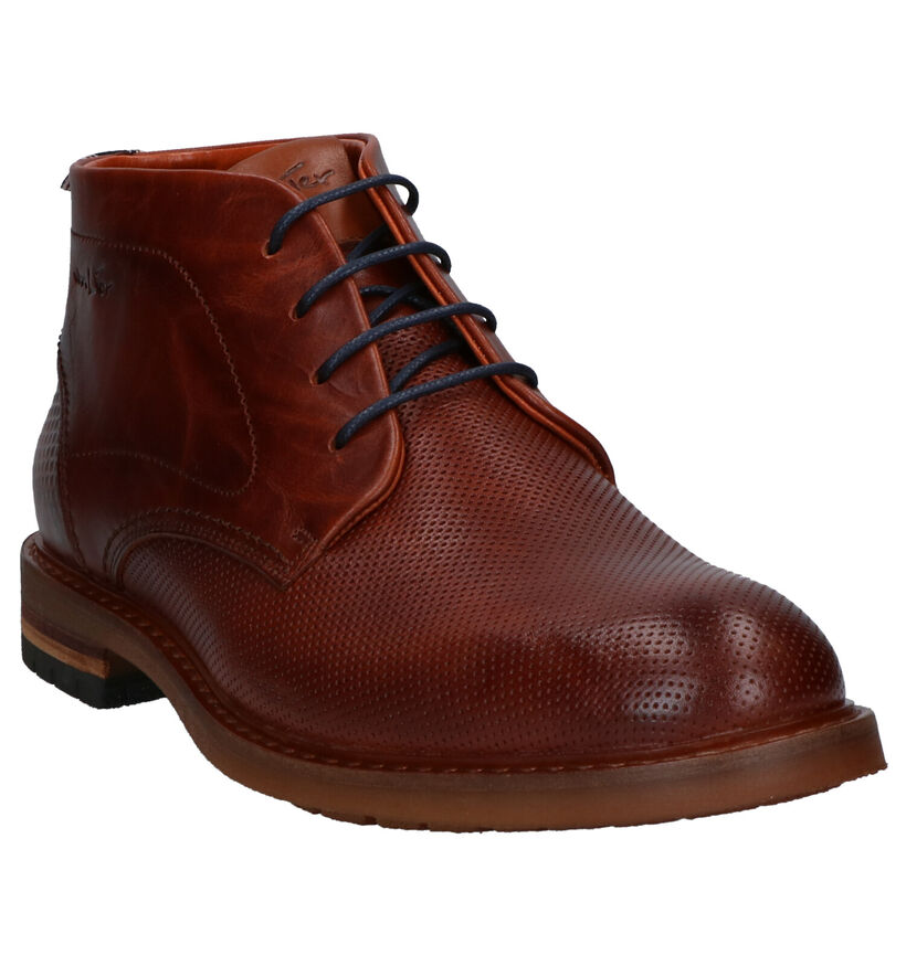 Van Lier Cognac Hoge Veterschoenen in leer (261904)