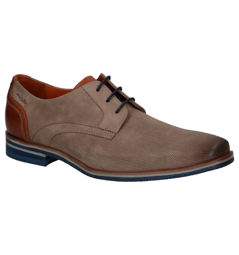 Van Lier Taupe Nette Veterschoenen en cuir (277024)