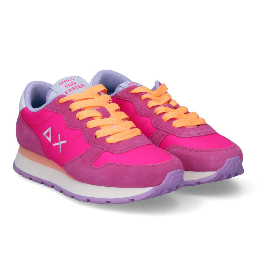 Sun 68 Ally Solid Nylon Fuchsia Sneakers in nubuck (304668)