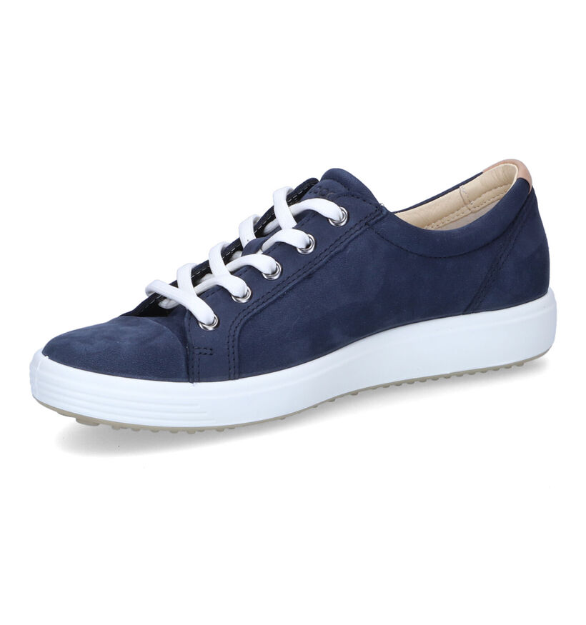 ECCO Soft 7 Blauwe Sneakers in daim (307493)