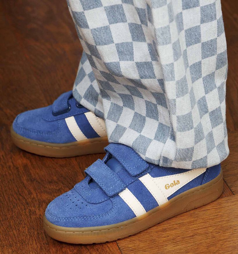 Gola Hawk Suede Blauwe Sneakers voor jongens, meisjes (368602) - geschikt voor steunzolen
