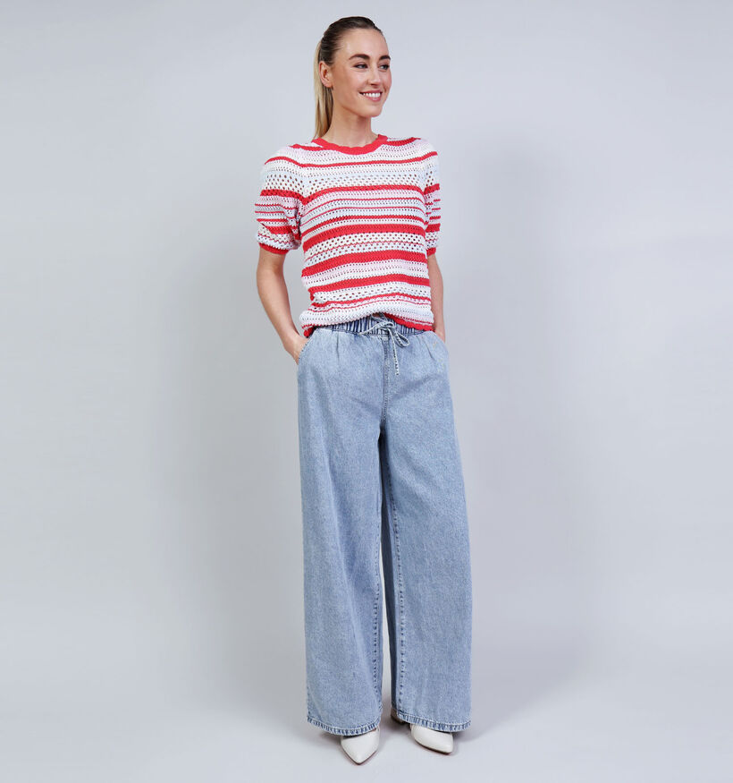 Vila Mina Stripe Knit Roze/Lichtblauwe Trui voor dames (374838)
