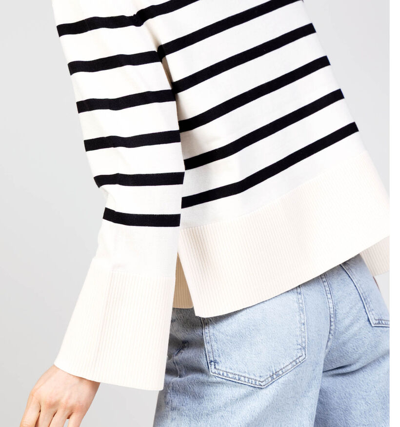 comma Witte Trui met Streepprint voor dames (372184)