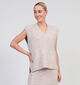 Vila Abby Pull avec col en V en Beige pour femmes (349443)