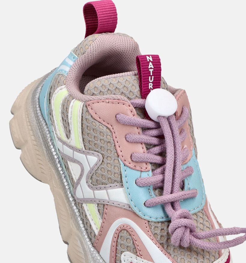 Naturino Wave Lichtbeige/Colorblock Sneakers voor meisjes (371552) - geschikt voor steunzolen