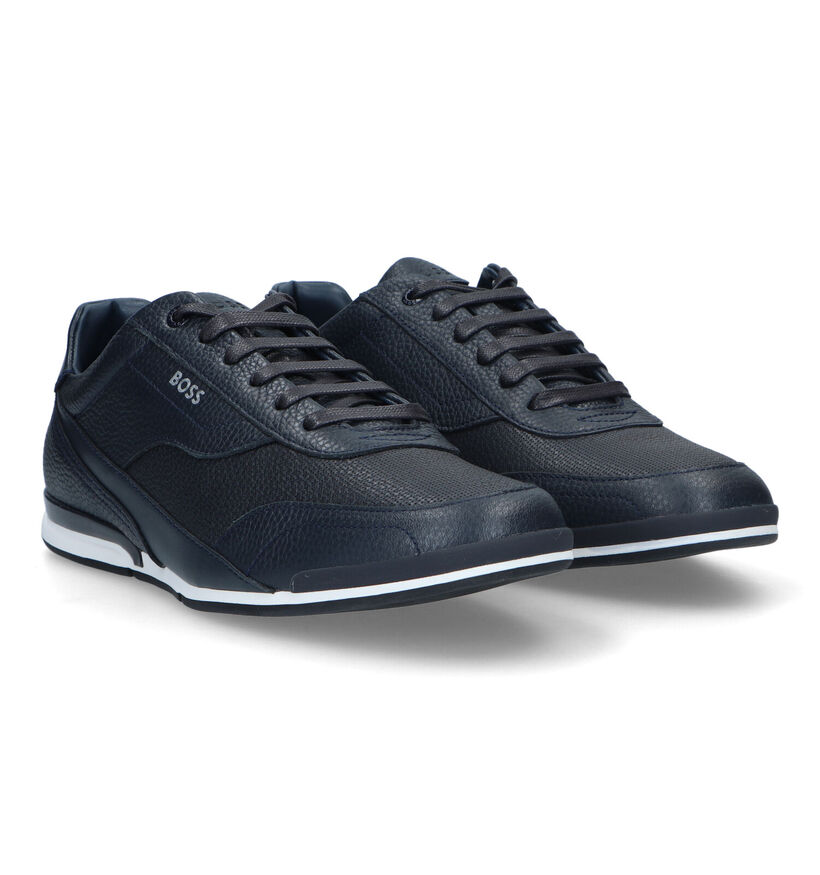 BOSS Saturn Low Blauwe Veterschoenen voor heren (331943) - geschikt voor steunzolen