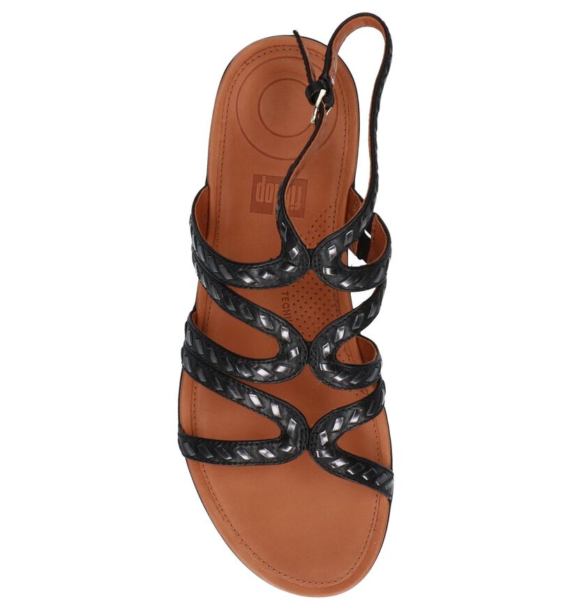 FitFlop Strate Gladiator Sandals Whipstitch Leather Zwart in leer (212834)