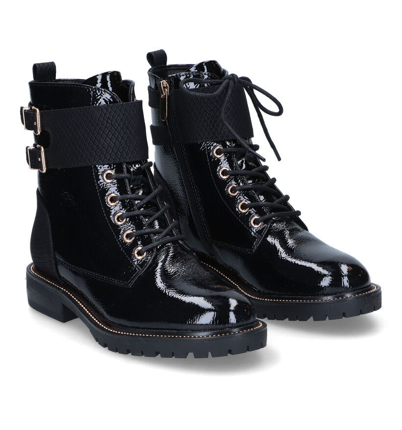 Poelman Boots à lacets en Noir en simili cuir (318227)