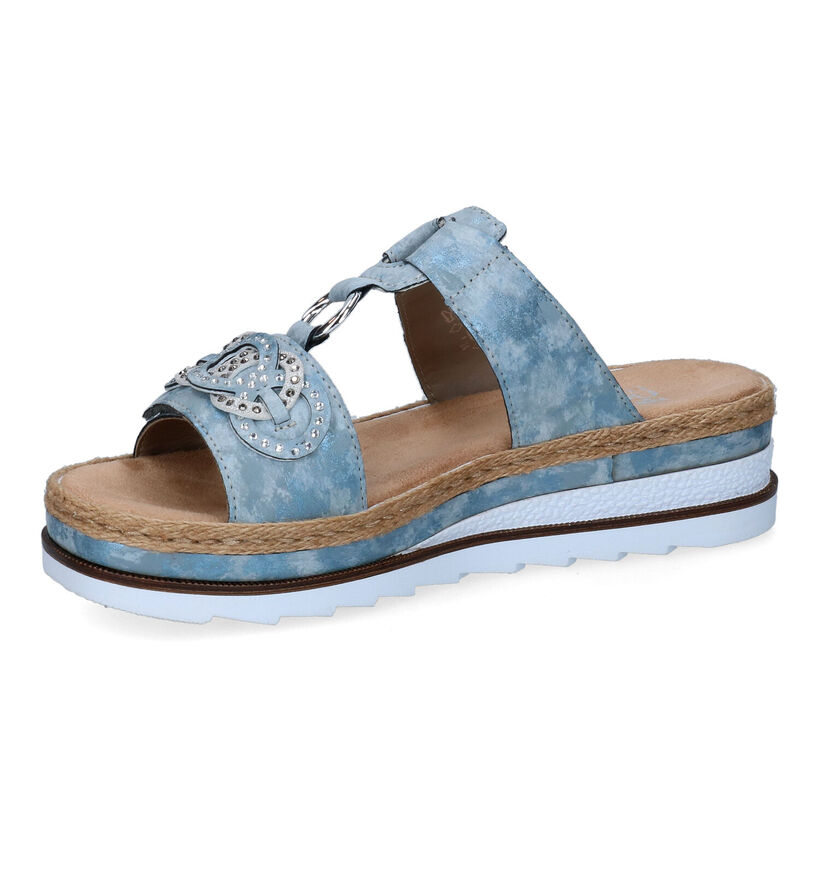 Rieker Blauwe Slippers met sleehak voor dames (339108)