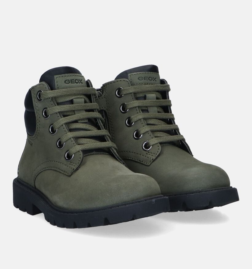 Geox Shaylax Groene Veterboots voor jongens (330072) - geschikt voor steunzolen