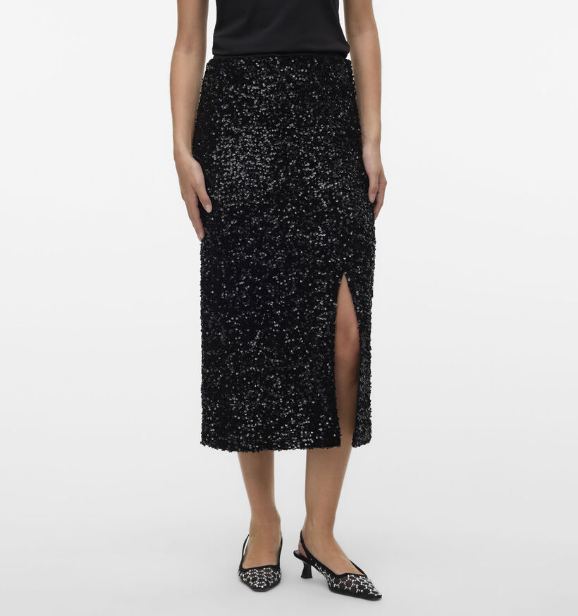 Vero Moda Halia Zwarte Sequins Rok met Split voor dames (374189)
