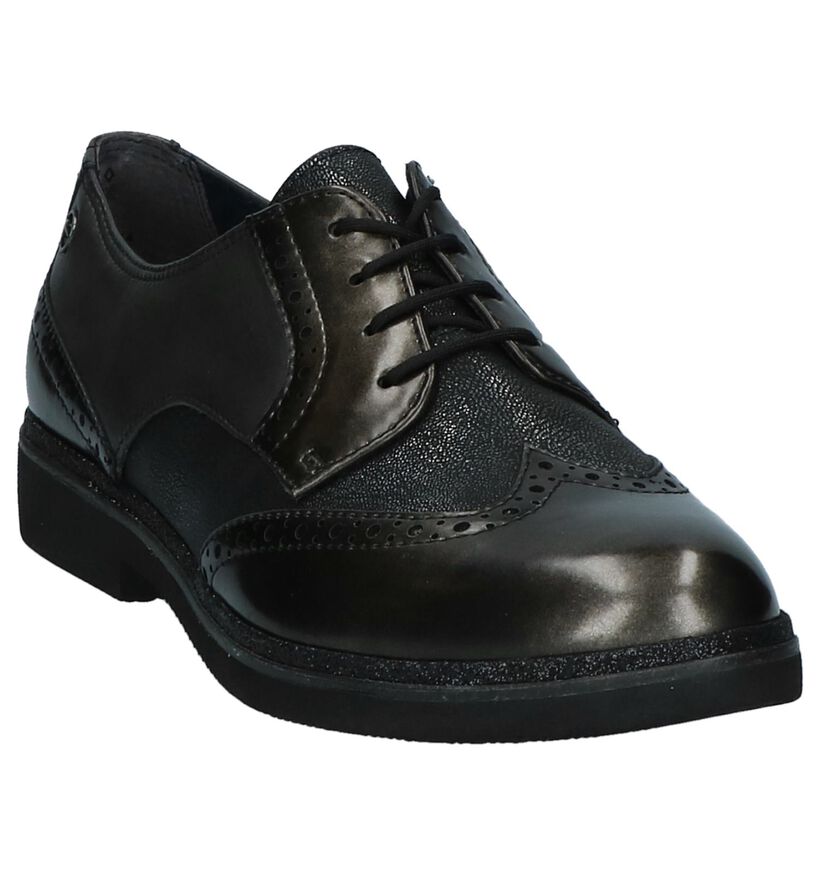 Tamaris TOUCH it Donker Grijze Veterschoenen in lakleer (226772)