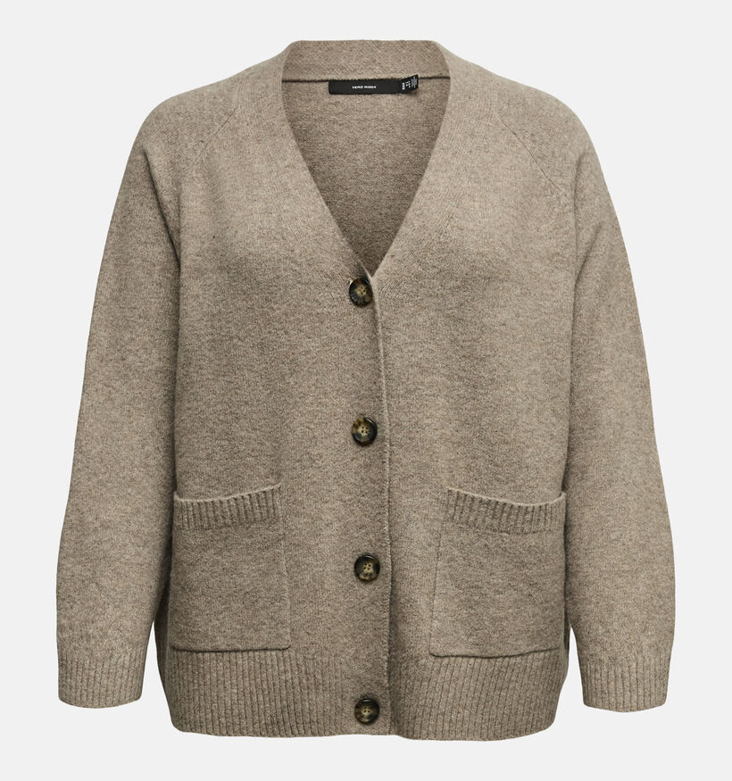 Vero Moda Curve Boom Gilet en Beige fonc&eacute; pour femmes (378116)