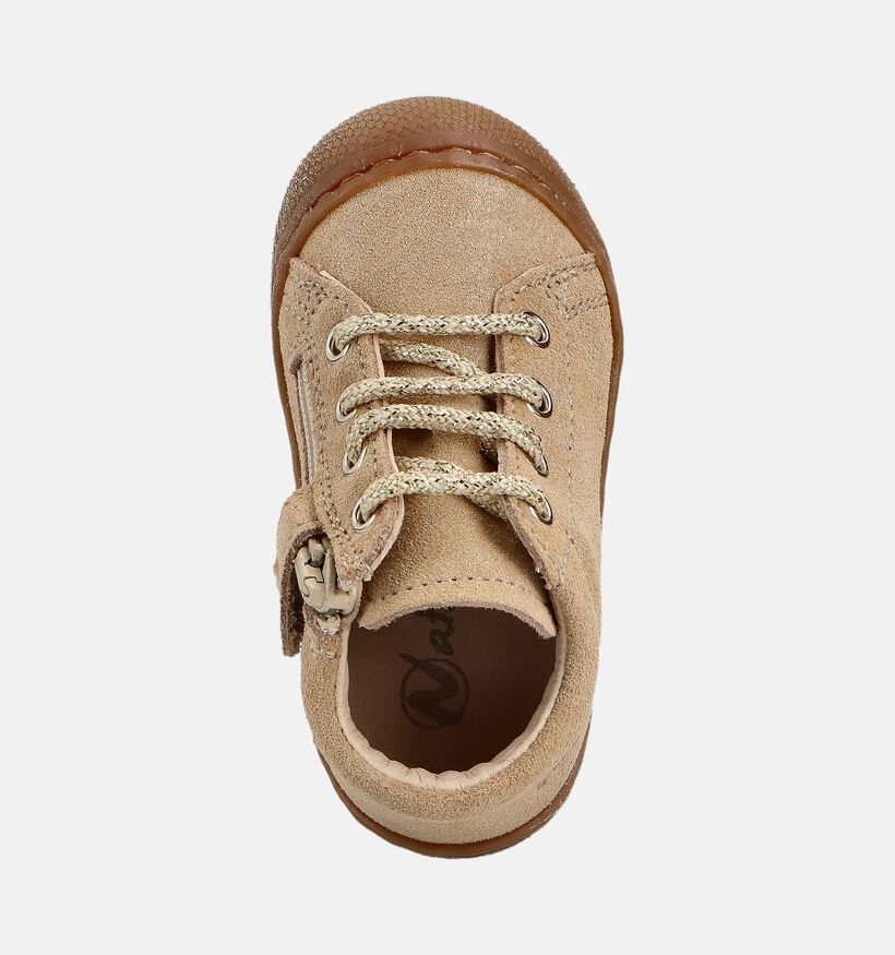 Naturino Cocoon Zip Suede Gouden Babyschoenen voor meisjes (364265) - geschikt voor steunzolen