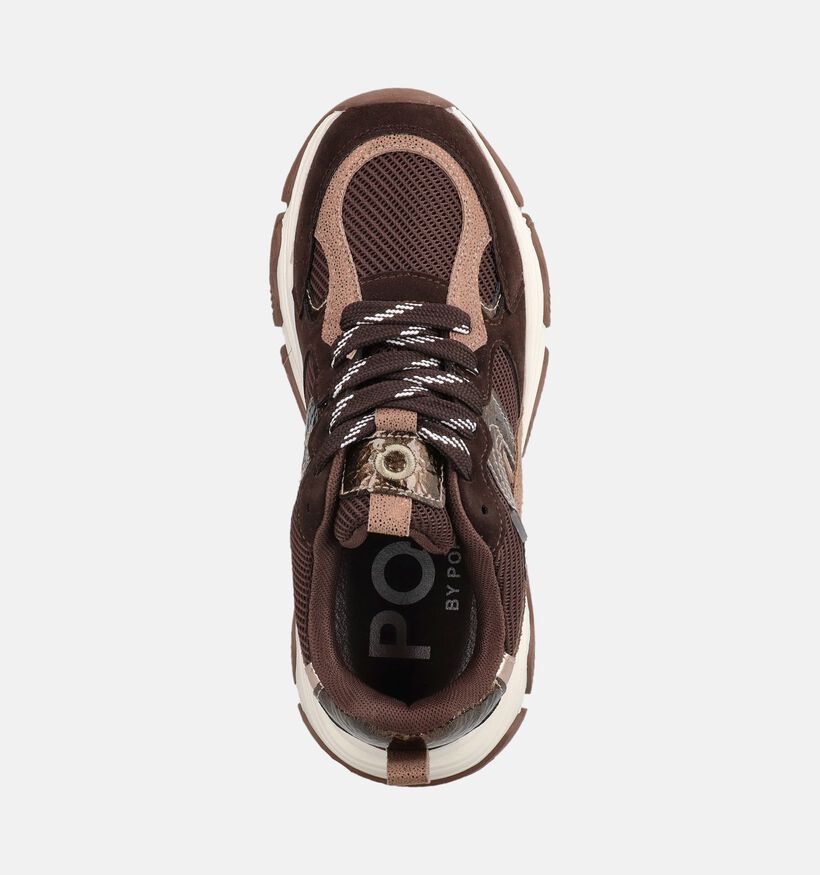 Posh by Poelman Donkerbruine Sneakers voor dames (378664) - geschikt voor steunzolen