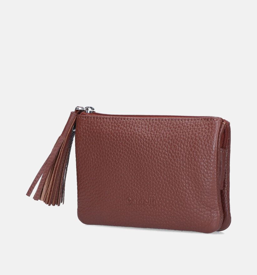 Euro-Leather Porte-monnaie zippé en Cognac pour femmes (348796)