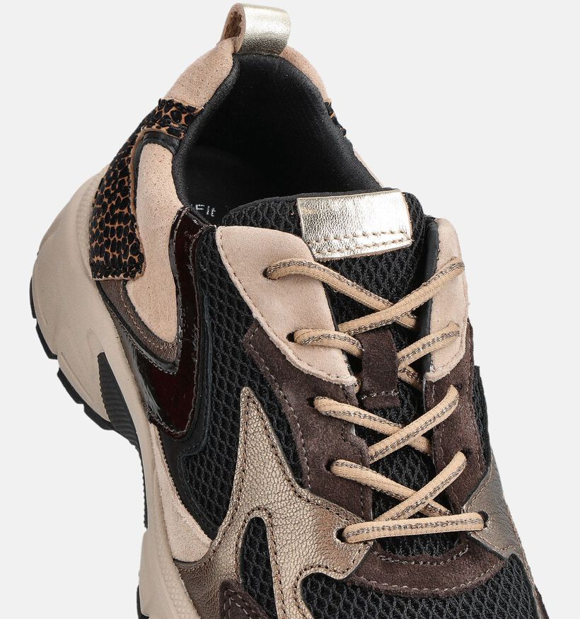 Gabor Zwarte/Beige Sneakers voor dames (360312) - geschikt voor steunzolen