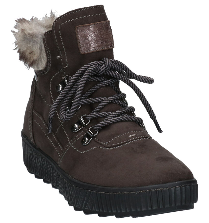 Jana Bottines en Brun foncé en textile (257425)