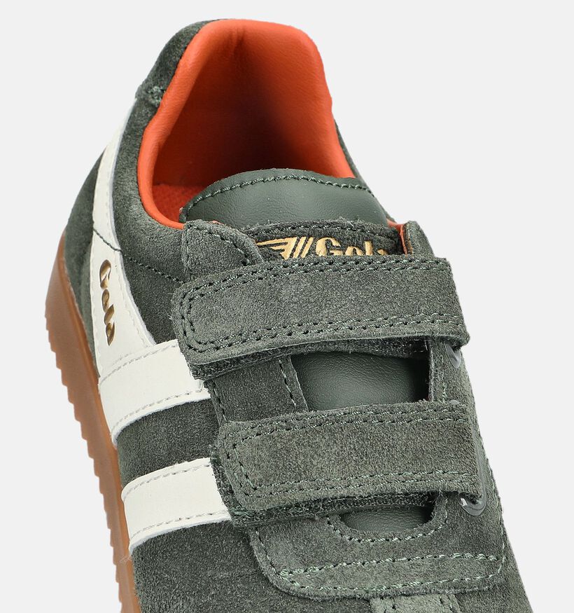 Gola Harrier Strap Baskets basses en Vert kaki pour gar&ccedil;ons (376303)