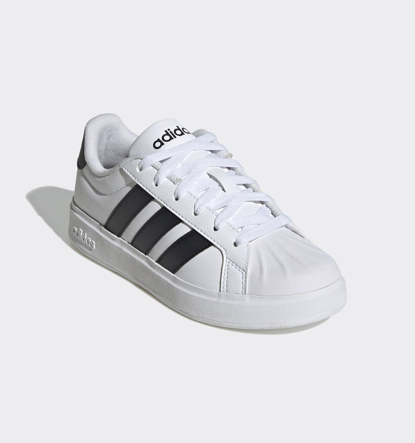 adidas Streettalk Baskets basses en Blanc pour filles, gar&ccedil;ons (366783) - pour semelles orthop&eacute;diques