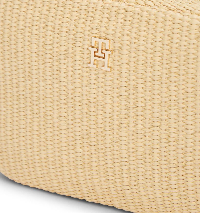 Tommy Hilfiger Popette Camera Raffia Lichtbeige/Bruine Crossbodytas voor dames (369310)