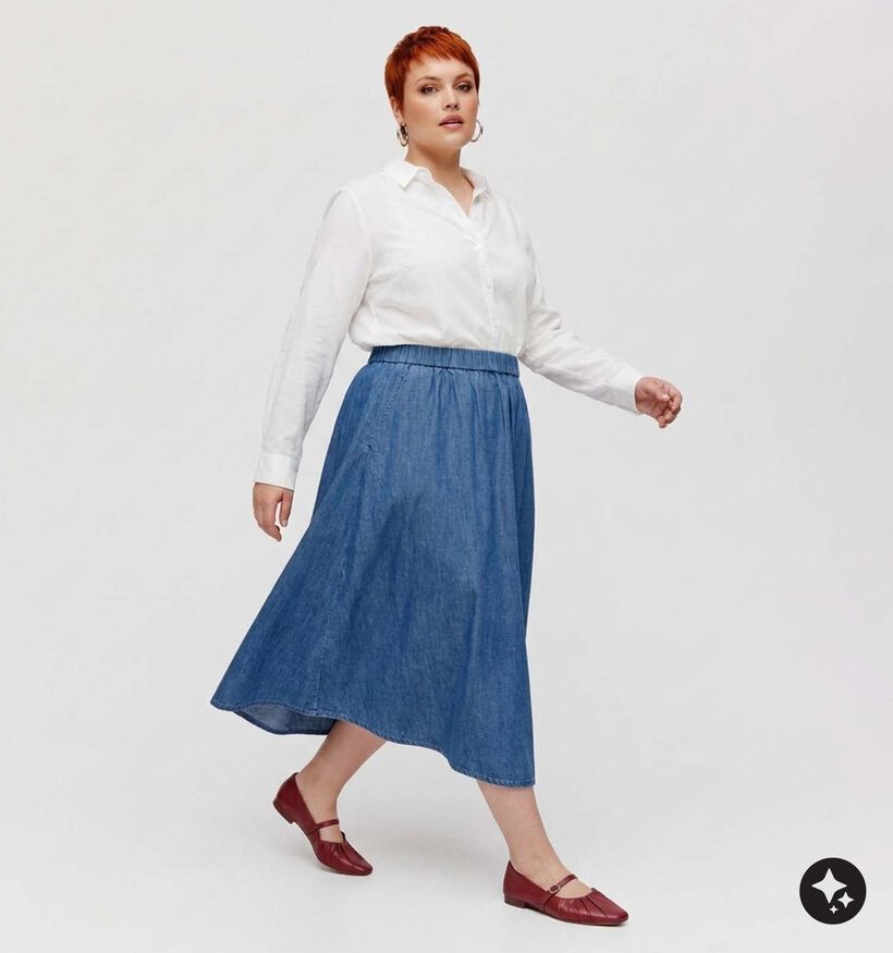 ONLY Carmakoma Bea Jupe mi-longue en Bleu pour femmes (378396)