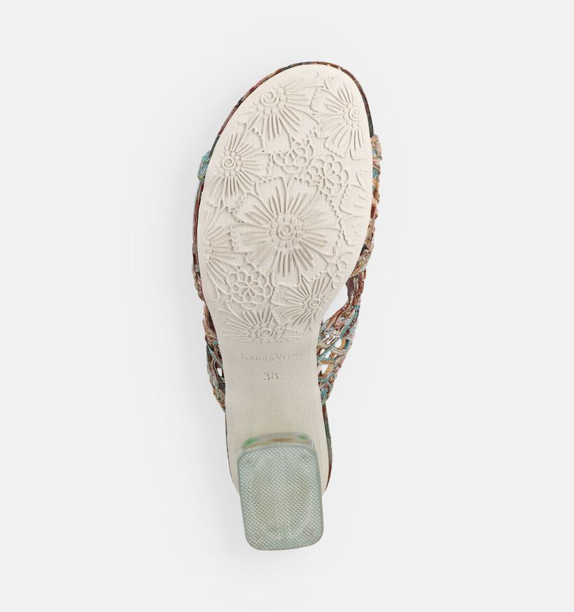 Laura Vita Framboise Nu-pieds &agrave; talons en Bleu pour femmes (373199)