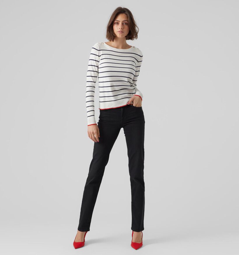 Vero Moda Alma Pull à rayé Blanc / Noir (326948)