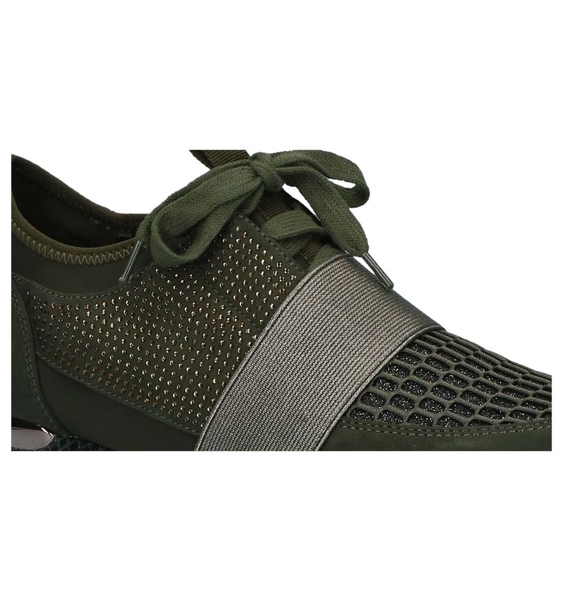 Zwarte Sneakers La Strada met Steentjes en Slangenprint in stof (235792)