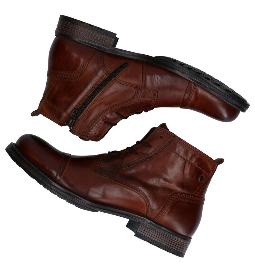 Jack&Jones Russel Mid Chaussures Habillées Haute en Cognac en cuir (276417)