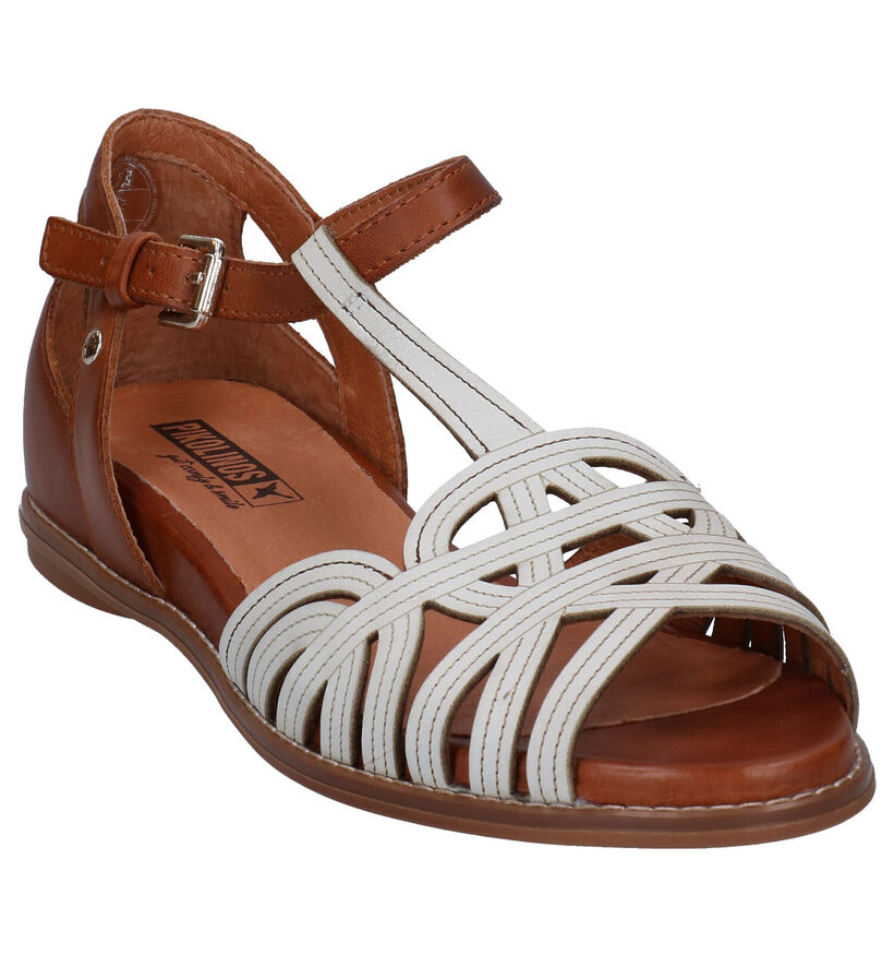 Pikolinos Cognac/Ecru Sandalen in leer (289267)