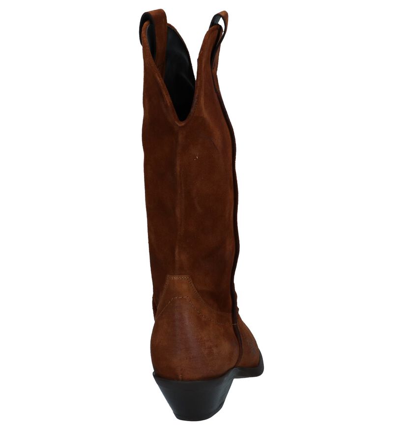 Cognac Cowboy Laarzen Via Limone in daim (250380)