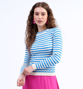 Pieces Crista Pull rayé en Bleu pour femmes (332845)