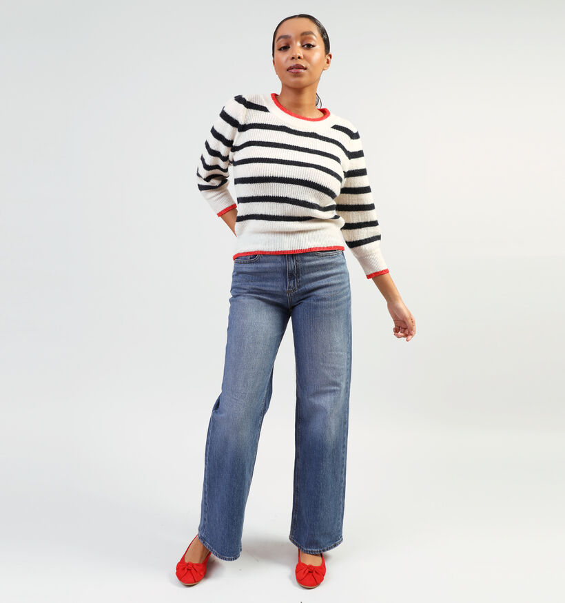 Vero Moda Vigga Ecru Gestreepte trui voor dames (352175)
