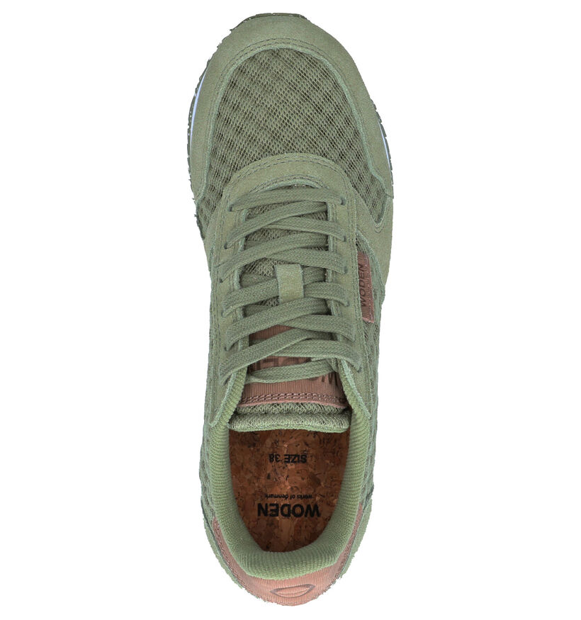 Woden Ydun Mesh Groene Sneakers in daim (266510)