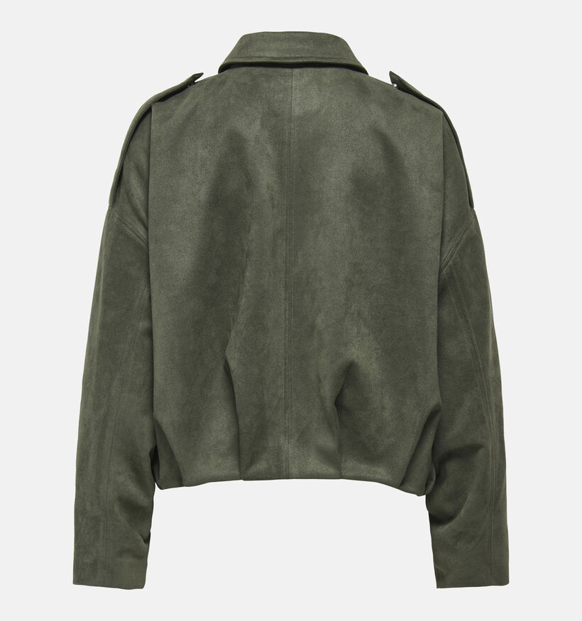 JDY Nia Faux Suede Manteau court en Vert fonc&eacute; pour femmes (385811)