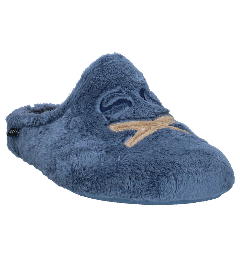 Scapa Pantoufles ouvertes en Bleu en textile (281267)