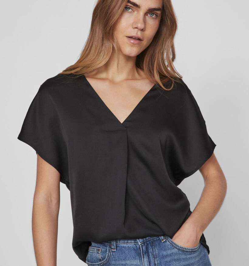 Vila Ellette Satin Zwarte Blouse voor dames (335461)