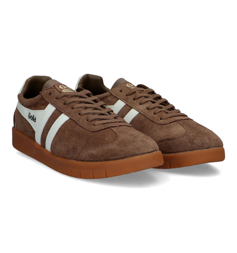 Gola Hurricane Suede Baskets en Beige pour hommes (336324) - pour semelles orthopédiques
