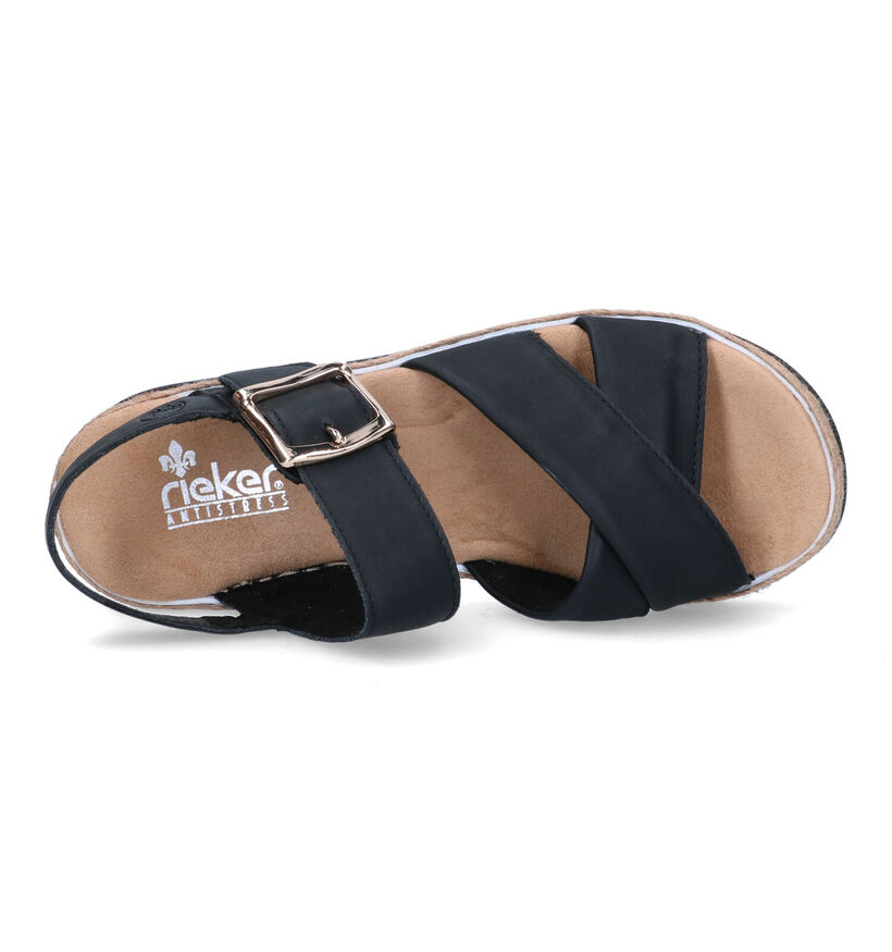 Rieker Sandales compensées en Noir pour femmes (339106)