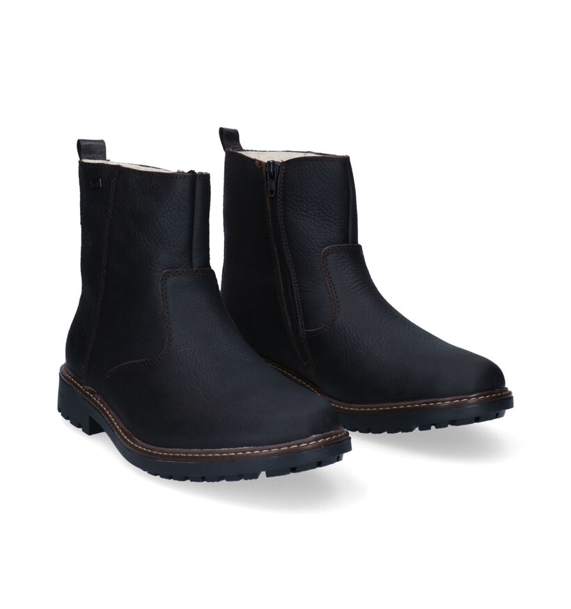 Rieker Boots à fermeture éclair en Brun foncé en cuir (297929)