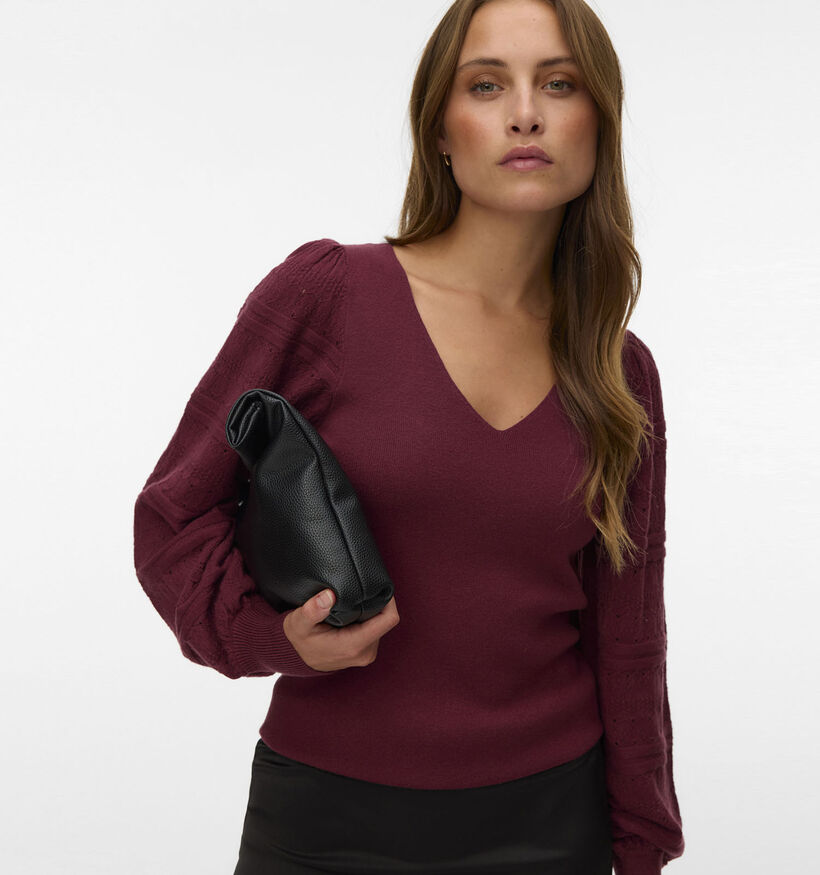 Vero Moda New Limone Pull en Bordeaux pour femmes (377551)